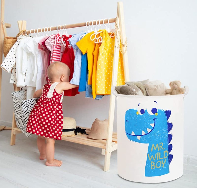 HKEC 19.7" Dinosaur Laundry Basket,Kids Toys Storage Bin for Bedroom,Waterproof Baby Clothes Hamper with Handles,Collapsible Nursery Hamper,Gift Baskets(Dinosaur) - Image 2
